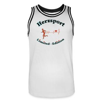 Heart sports - Men's Basketball Jersey - white/black - Front - AI Model Male 185 dark (185cm)