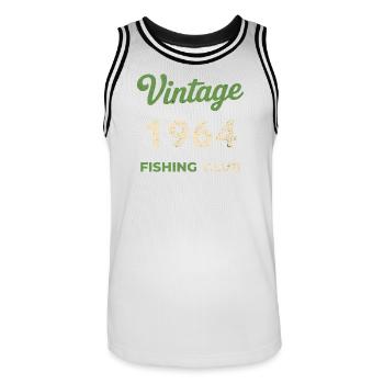Vintage 1964 – Fishing Club Retro Birth Year - Men's Basketball Jersey - white/black - Front - AI Model Male 185 dark (185cm)