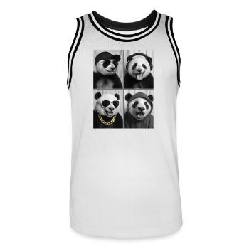 Panda - Männer Basketball-Trikot - Weiß/Schwarz - Vorne - AI Model Male 185 dark (185cm)