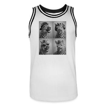 Zèbre - Maillot de basket Homme - blanc/noir - Devant - AI Model Male 185 dark (185cm)