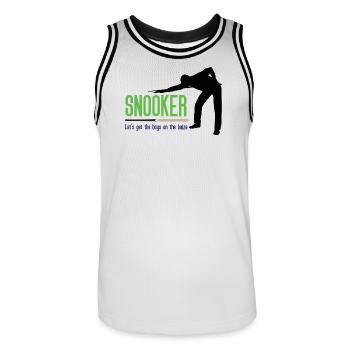 Snooker - Let's get the.boys on the baize - Men's Basketball Jersey - white/black - Front - AI Model Male 185 dark (185cm)