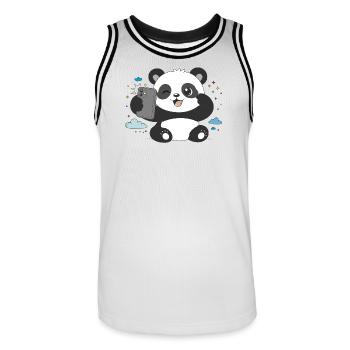 Cute Panda Takes Selfie – Funny Motif - Men's Basketball Jersey - white/black - Front - AI Model Male 185 dark (185cm)