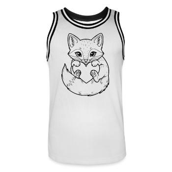 Süßer Fuchs mit Herz – für Tierfreunde - Männer Basketball-Trikot - Weiß/Schwarz - Vorne - AI Model Male 185 dark (185cm)
