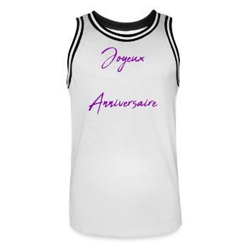 SAINT VALENTIN. JOYEUX ANNIVERSAIRE - Maillot de basket Homme - blanc/noir - Devant - AI Model Male 185 dark (185cm)