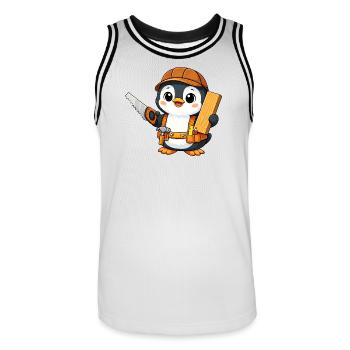 Pingouin, Artisan, Charpentier, Charpentier, Menuisier - Maillot de basket Homme - blanc/noir - Devant - AI Model Male 185 dark (185cm)