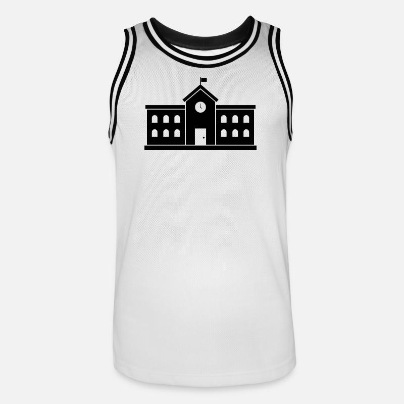 Budynek szkoły - Koszulka koszykarska męska - biały/czarny