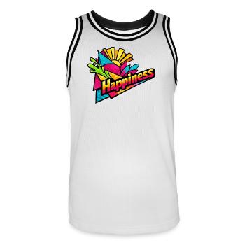Happiness Burst Retro-Farben - Männer Basketball-Trikot - Weiß/Schwarz - Vorne - AI Model Male 185 dark (185cm)
