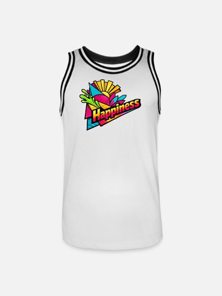 Happiness Burst Retro-Farben - Männer Basketball-Trikot - Weiß/Schwarz