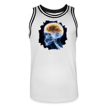 The other day at the X-ray - everything is fine - Men's Basketball Jersey - white/black - Front - AI Model Male 185 dark (185cm)