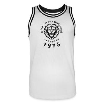 Wild, free & untamed since 02/1976 - Men's Basketball Jersey - white/black - Front - AI Model Male 185 dark (185cm)