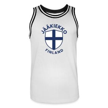 Bouclier de Finlande de Jäähockey - Maillot de basket Homme - blanc/noir - Devant - AI Model Male 185 dark (185cm)