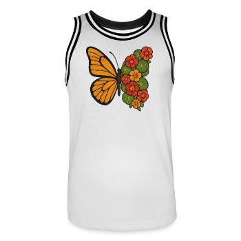 Fendre de la floraison des papillons - Maillot de basket Homme - blanc/noir - Devant - AI Model Male 185 dark (185cm)