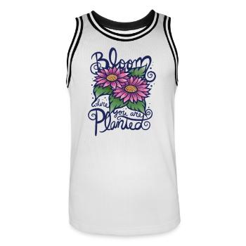 Fleurir là où tu es Plantez Tournesols - Maillot de basket Homme - blanc/noir - Devant - AI Model Male 185 dark (185cm)