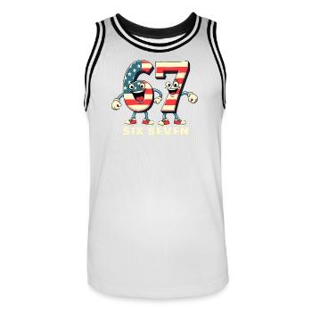 US Flag 67 Memes Six Seven - Men's Basketball Jersey - white/black - Front - AI Model Male 185 dark (185cm)
