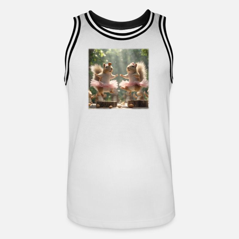 Ballett Eichhörnchen im Tutu mit Eicheln - Männer Basketball-Trikot - Weiß/Schwarz