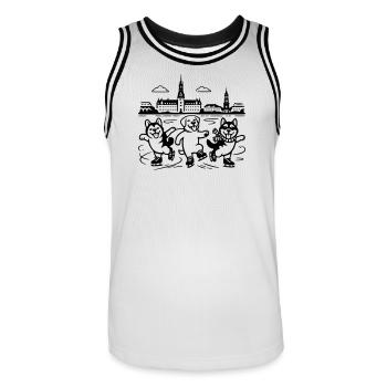 Art de lignes mimaliste du patinage artistique - Maillot de basket Homme - blanc/noir - Devant - AI Model Male 185 dark (185cm)