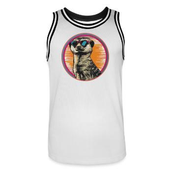 Suricate avec des lunettes de soleil rétro - Maillot de basket Homme - blanc/noir - Devant - AI Model Male 185 dark (185cm)