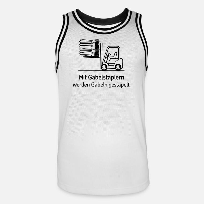 forklift pun fork stacking - Men's Basketball Jersey - white/black