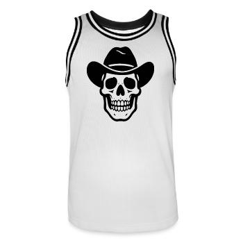 Cowboy Totenkopf - Männer Basketball-Trikot - Weiß/Schwarz - Vorne - AI Model Male 185 dark (185cm)