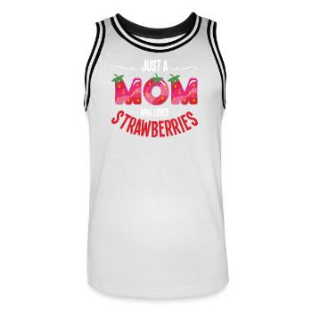 Just a mom who loves strawberries - Men's Basketball Jersey - white/black - Front - AI Model Male 185 dark (185cm)
