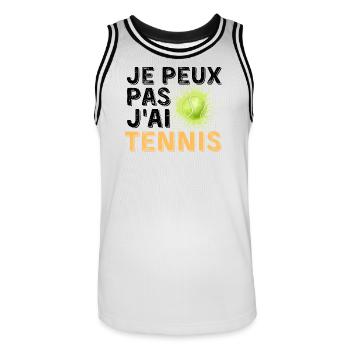 Graphic Original Je Peux Pas J'Ai Tennis - Maillot de basket Homme - blanc/noir - Devant - AI Model Male 185 dark (185cm)