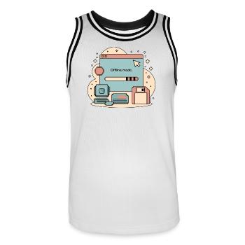 Offline Fashion Retro Internet - Men's Basketball Jersey - white/black - Front - AI Model Male 185 dark (185cm)