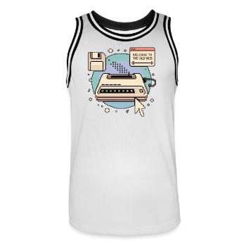 Welcome To The Old Web Retro Internet - Men's Basketball Jersey - white/black - Front - AI Model Male 185 dark (185cm)