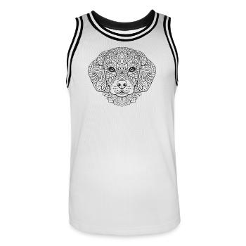 Hund Mandala mit detailreicher Ornamentik - Männer Basketball-Trikot - Weiß/Schwarz - Vorne - AI Model Male 185 dark (185cm)