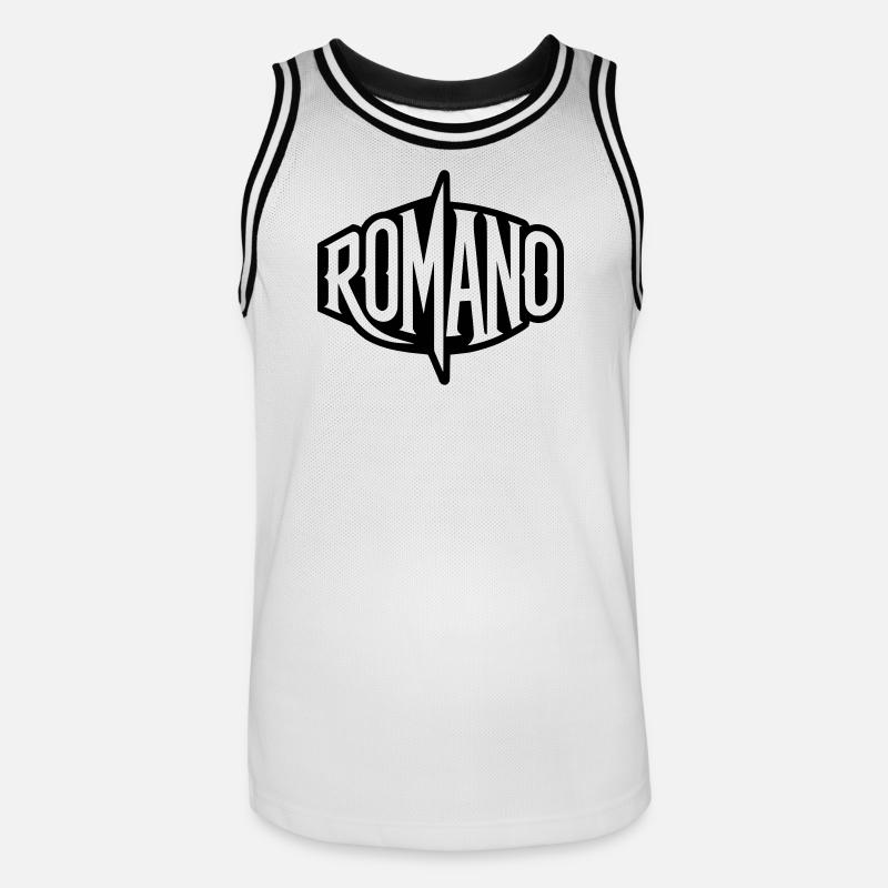 Romano - Römer oder Namens-Emblem - Männer Basketball-Trikot - Weiß/Schwarz