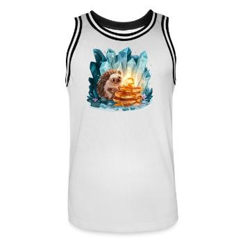 Igel mit goldenen Pfannkuchen - Männer Basketball-Trikot - Weiß/Schwarz - Vorne - AI Model Male 185 dark (185cm)