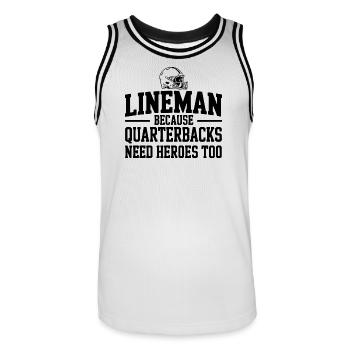 Lineman parce que les quarterbacks ont aussi besoin de héros - Maillot de basket Homme - blanc/noir - Devant - AI Model Male 185 dark (185cm)