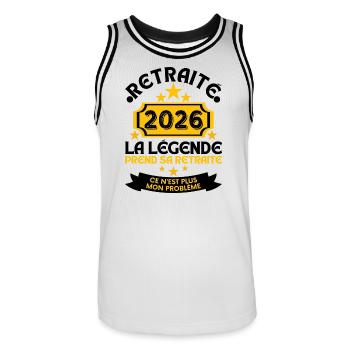 Retired 2026 Men's Legend Retires - Men's Basketball Jersey - white/black - Front - AI Model Male 185 dark (185cm)