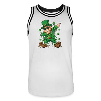 Tamponnement du lutin Lutin de la Saint-Patrick - Maillot de basket Homme - blanc/noir - Devant - AI Model Male 185 dark (185cm)