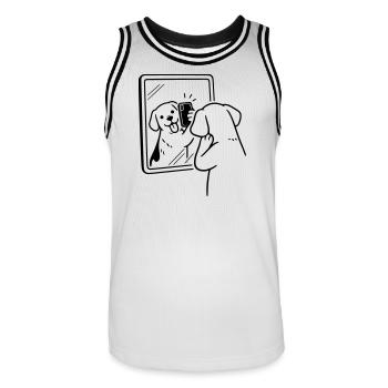 selfie dog hund - Männer Basketball-Trikot - Weiß/Schwarz - Vorne - AI Model Male 185 dark (185cm)