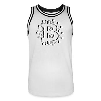 Bitcoin Platine Circuit Tech Krypto - Männer Basketball-Trikot - Weiß/Schwarz - Vorne - AI Model Male 185 dark (185cm)