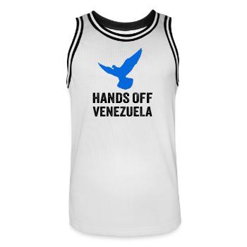 HANDS OFF VENEZUELA - Männer Basketball-Trikot - Weiß/Schwarz - Vorne - AI Model Male 185 dark (185cm)