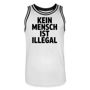 Kein Mensch ist Illegal - Gegen Rechts - Männer Basketball-Trikot - Weiß/Schwarz - Vorne - AI Model Male 185 dark (185cm)