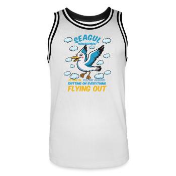 Seagull Management of Competent Colleagues - Men's Basketball Jersey - white/black - Front - AI Model Male 185 dark (185cm)