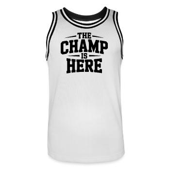 Der Champion ist da - Männer Basketball-Trikot - Weiß/Schwarz - Vorne - AI Model Male 185 dark (185cm)
