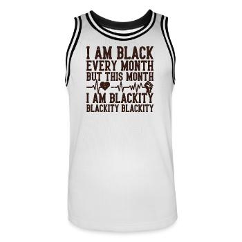 Mois noir Mois Battement de Cœur Poing - Maillot de basket Homme - blanc/noir - Devant - AI Model Male 185 dark (185cm)