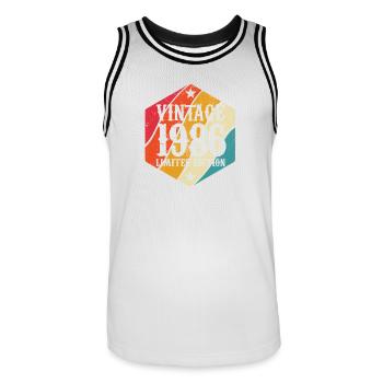 Édition limitée cadeau d’anniversaire 1986 - Maillot de basket Homme - blanc/noir - Devant - AI Model Male 185 dark (185cm)