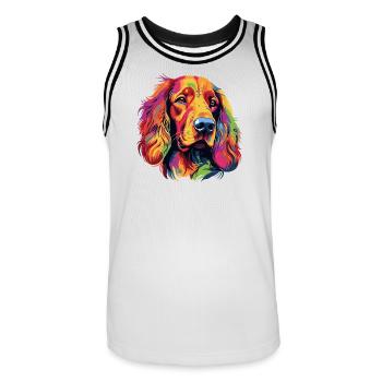 Farbenreiches Hundporträt Pop-Art - Männer Basketball-Trikot - Weiß/Schwarz - Vorne - AI Model Male 185 dark (185cm)