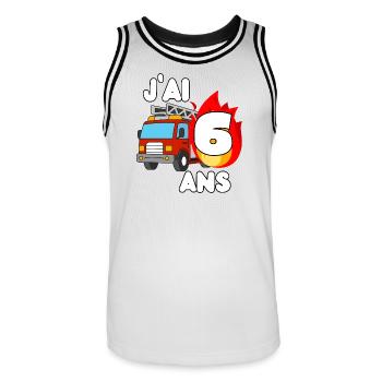 J’ai 6 ans camion de pompier fun - Maillot de basket Homme - blanc/noir - Devant - AI Model Male 185 dark (185cm)