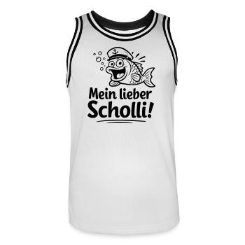 mein lieber scholli - Männer Basketball-Trikot - Weiß/Schwarz - Vorne - AI Model Male 185 dark (185cm)
