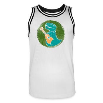 Hawaiian Ukulele Uke T-Rex - Men's Basketball Jersey - white/black - Front - AI Model Male 185 dark (185cm)