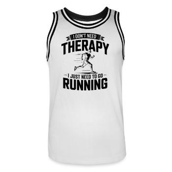 I dont need Therapy, I just need Running - Men's Basketball Jersey - white/black - Front - AI Model Male 185 dark (185cm)