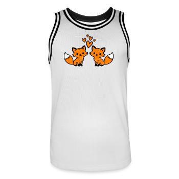 Fuchs Paar Herzen Liebe - Männer Basketball-Trikot - Weiß/Schwarz - Vorne - AI Model Male 185 dark (185cm)