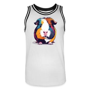 Bunte Meerschweinchen PopArt Illustration - Männer Basketball-Trikot - Weiß/Schwarz - Vorne - AI Model Male 185 dark (185cm)