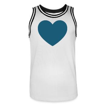 Cadeau de cœur bleu pour la Saint-Valentin - Maillot de basket Homme - blanc/noir - Devant - AI Model Male 185 dark (185cm)
