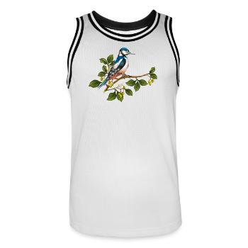 Oiseau coloré - Maillot de basket Homme - blanc/noir - Devant - AI Model Male 185 dark (185cm)